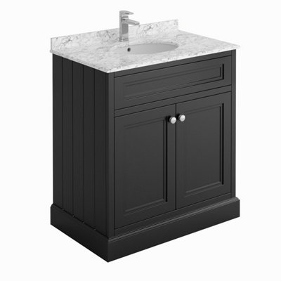 Fairmont Black Square Floor Standing Vanity Unit (W)800mm