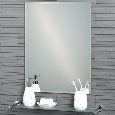 Fairmont Rectangular Wall Mounted Frameless Bevelled Edge Bathroom Mirror 60 x 45cm