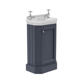 Fairmont Traditional Cloakroom Bathroom Vanity Unit with Basin - Blue Grey (H)86cm (W)51cm