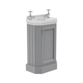 Fairmont Traditional Cloakroom Bathroom Vanity Unit with Basin - Light Grey (H)86cm (W)51cm