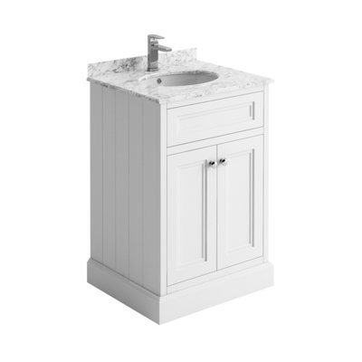 Fairmont White Square Floor Standing Vanity Unit (W)600mm