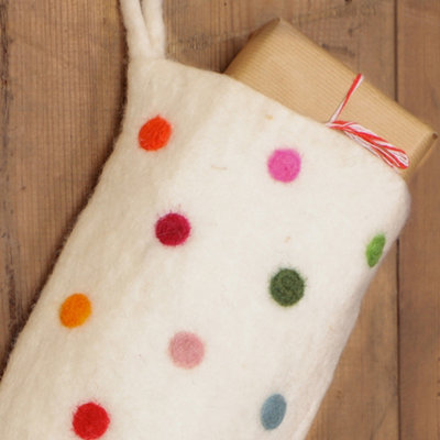 Fairtrade Polka Dot Xmas Gift Decoration Christmas Stocking - 4