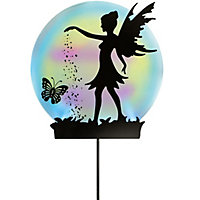 Fairy & Butterfly Silhouette Solar Powered Garden Stake Light Outdoor Decoration - Measures H50cm x W25cm x D4cm