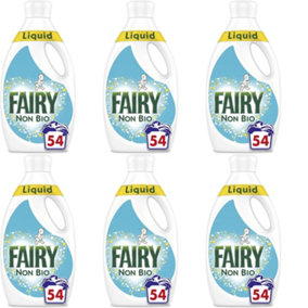 Fairy Non Bio Washing Liquid 1.89L, 54 Washes, For Sensitive Skin (Pack of 6)