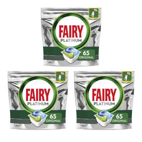 Fairy Platinum All-In-One Dishwasher Tablets , Original, 65 Tablets  (Pack of 3)