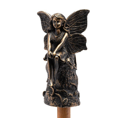 Fairy Sitting On Tree Stump Stake or Cane Topper - L4.5 x W5 x H8.5 cm