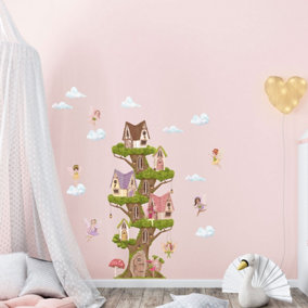 Fairy Tree House Wall Sticker Pack Children's Bedroom Nursery Playroom Décor Self-Adhesive Removable
