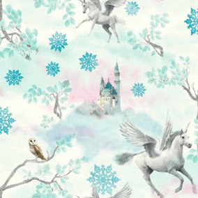 Fairytale Unicorn Wallpaper Blue Arthouse 667800