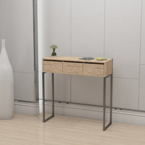 FAITH-P Console Table with 3 drawers and metal legs.