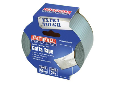 Faithfull 00455020SITB6 Extra Heavy-Duty Gaffa Tape 50mm x 20m Silver FAITAPEEXTRS