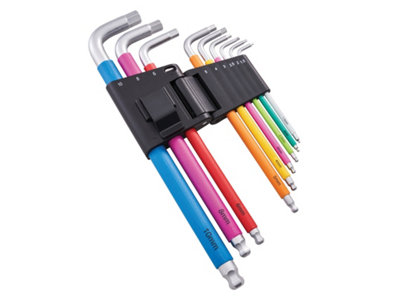 Faithfull 1.5 - 10mm Allen Key Hex Key Set of 9 Colour Coded Metric Sizes