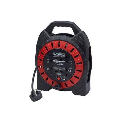 Faithfull 10m 13A Cable Reel 4 Socket Fast Rewind FPPCR10MSE XMS24CABLE10