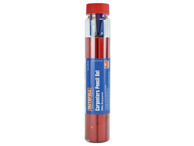 Faithfull 12 Carpenter's Pencils with Sharpener in Tube Medium Grade FAICPR12S