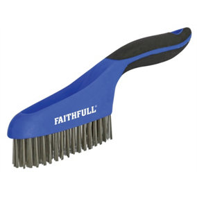 Faithfull 1663 Scratch Brush Soft Grip 4 x 16 Row Stainless Steel FAISB164SS
