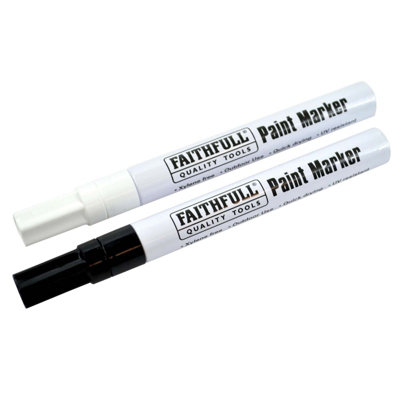 Faithfull Paint Marker Pens White Black Multi Surface Outdoor