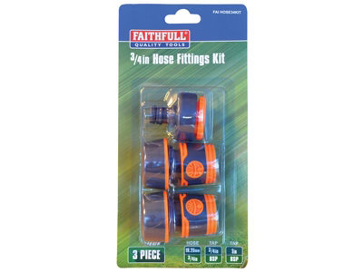 Faithfull  3/4in Plastic Hose Fittings Kit, 3 Piece FAIHOSE34KIT