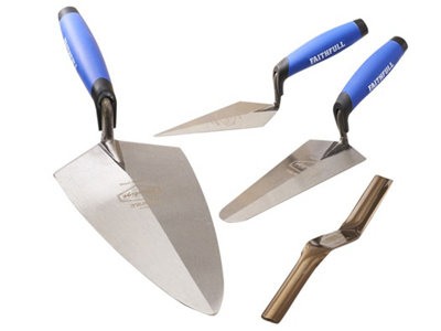 Faithfull 4 Piece Trowel Set Brick Pointing Soft Grip Handle FAIPTFSET4