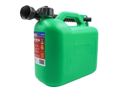 Faithfull 5 Litre Green Plastic Fuel Can for Safe and Reliable Fuel Storage