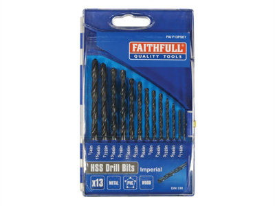 Faithfull 50208 HSS Drill Bit Set of 13 1/16-1/4 x 1/64 FAIF13PSET