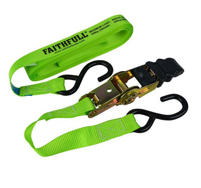 Faithfull 5m x 25mm Ratchet Tie Down Straps Set of 4 Weatherproof - 6