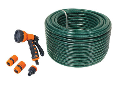 Faithfull 710391665024606 PVC Garden Hose 50m with Fittings & Spray Gun FAIHOSE50AV