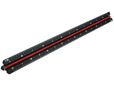 Faithfull 78L030 Prestige Tri-Scale Engineer Rule Black Aluminium 300mm ...