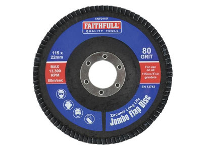 Faithfull Abrasive Jumbo Flap Disc 115mm Fine FAIFD115F