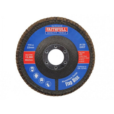 Faithfull Aluminium Oxide Flap Discs Multi Colour (115 x 22mm 120 Grit)