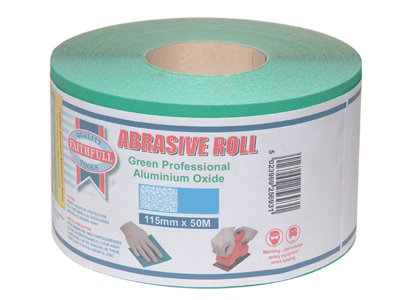 Faithfull Aluminium Oxide Sanding Paper Roll Green 115mm x 50m 80G FAIAR11580G