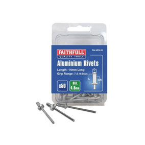 Faithfull - Aluminium Rivets 4.8 x 14mm Long Pre-Pack of 50