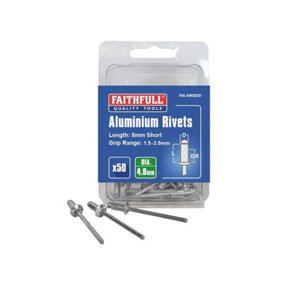 Faithfull - Aluminium Rivets 4.8 x 8mm Short Pre-Pack of 50