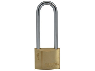 Faithfull BC0440- LS Brass Padlock 40mm Long Shackle 3 Keys FAIPLB40LS