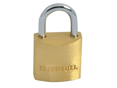 Faithfull BC7520 Brass Padlock 20mm 3 Keys FAIPLB20