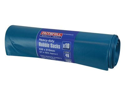 Faithfull  Blue Heavy-Duty Rubble Sacks (Roll 10) FAIBAGRS10H