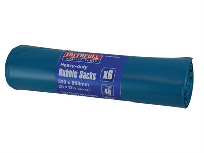 Faithfull  Blue Heavy-Duty Rubble Sacks (Roll 6) FAIBAGRS6H