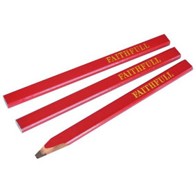 Faithfull - Carpenter's Pencils - Red / Medium (Pack 3)