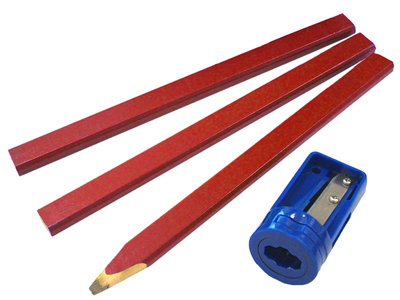 Faithfull - Carpenter's Pencils Red (Pack 3 + Sharpener)