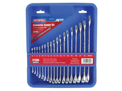 Faithfull  Chrome Vanadium Combination Spanner Set, 18 Piece FAISPASETC18