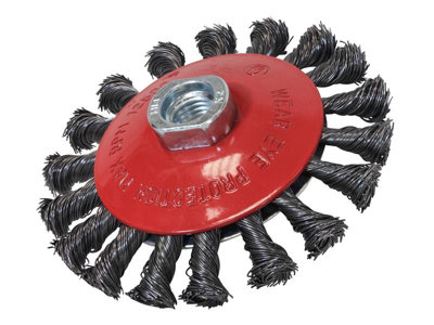 Faithfull - Conical Wire Brush 100mm M10x1.5 Bore, 0.50mm Wire