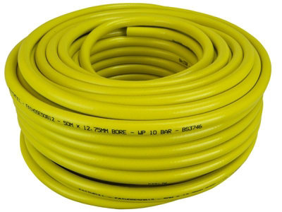 Faithfull CT072023108BKYE02 Heavy-Duty Reinforced Builder's Hose 50m 12.5mm (1/2in) Diameter FAIHOSE50B12