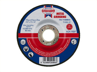 Faithfull  Depressed Centre Metal Grinding Disc 115 x 6.5 x 22.23mm FAI1156MDG