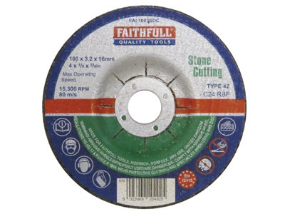 Faithfull  Depressed Centre Stone Cut Off Disc 100 x 3.2 x 16mm FAI1003SDC