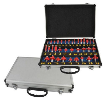 Faithfull FAIRBS35 Carbide Router Bit Set of 35 TCT 1/2in Shank | DIY ...