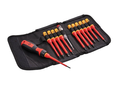 Faithfull FAISDVDES13W Interchangeable VDE Screwdriver Set 13 Piece in Wallet