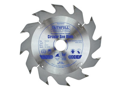 Faithfull FAIZ15012 TCT Circular Saw Blade 150 x 20mm x 12T POS FAIZ15012