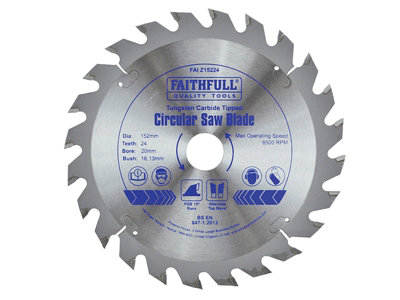 Faithfull FAIZ15224 TCT Circular Saw Blade 152 x 20mm x 24T POS FAIZ15224