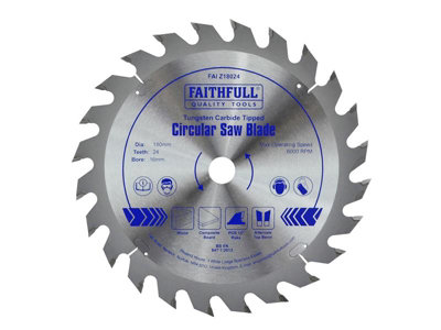 Faithfull FAIZ18024 TCT Circular Saw Blade 180 x 16mm x 24T POS FAIZ18024