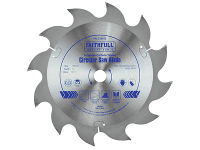 Faithfull FAIZ19012 TCT Circular Saw Blade 190 x 16mm x 12T POS FAIZ19012