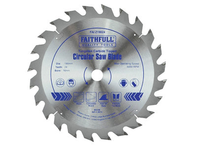 Faithfull FAIZ19024 TCT Circular Saw Blade 190 x 16mm x 24T POS FAIZ19024