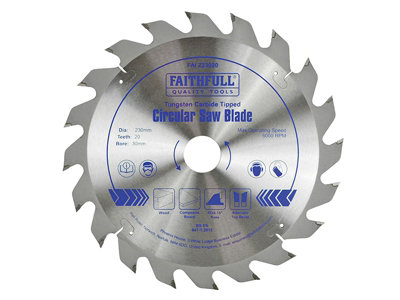 Faithfull FAIZ23020 TCT Circular Saw Blade 230 x 30mm x 20T POS FAIZ23020